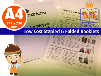 A4 size - Low Cost Budget Stapled & Folded Booklets - Colour & Black and White (up to x 500 for Same Day Service)
