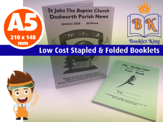 A5 size - Low Cost Budget Stapled & Folded Booklets - Colour & Black and White (up to x 500 for Same Day Service)