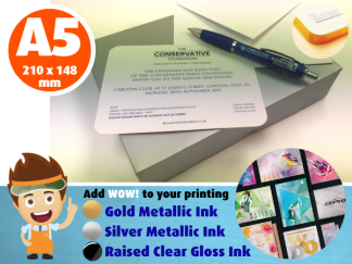 A5 size - Round Cornered Gold Gilt Edged Invitations