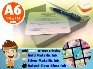 A6 size - Round Cornered Gold Gilt Edged Invitations