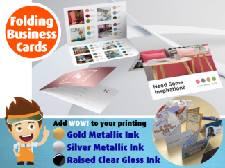 Folding Business Cards - Double Size & Centre Creased - with Metallic Dry Ink, Laminating, Numbering & Rounded Corners upgrades