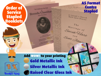 Order of Service & Programmes - Stapled Booklets - 8 to 24 pages A5 size (A4 folded in half)
