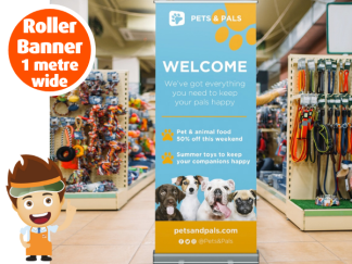 Pop Up Roller Banners : Wide size : 1 metre wide x 2 metres high