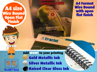 A4 size - Wire Bound Style - Books, Manuals, Reports, Recipe Books & Catalogues - 20 to 400 pages