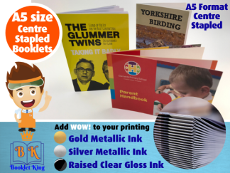 A5 size - Centre Stapled - Booklets, Magazines, Newsletters, Programmes & Catalogues - 8 to 56 pages