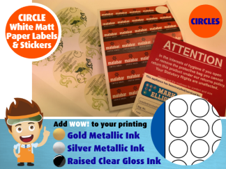CIRCLES - White Matt Paper Labels & Stickers for general labelling and indoor use