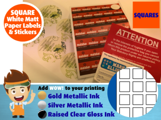 SQUARES - White Matt Paper Labels & Stickers for general labelling and indoor use
