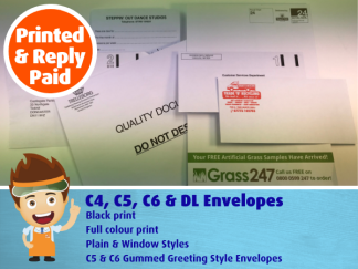 Printed & Reply Paid Envelopes - C4, C5, C6 and DL sizes & Window Styles